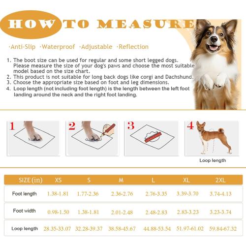 yucca Rubber Dog Boots for Paws, Easy-On Pet Suspender Boot Leggings, Anti Slip Dog Socks, Reusable Waterproof Dogs Booties, Protect Paws from Rain, Snow, Slush, and Snow Melt