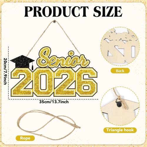 Senior 2026 Sign Wooden Graduation Decorations Gold Graduation Hanging Decor 2026 Grad Letter Sign Wooden Photo Booth Prop for Senior Night High College School Celebration Grad Party Supplies(red ♥️)