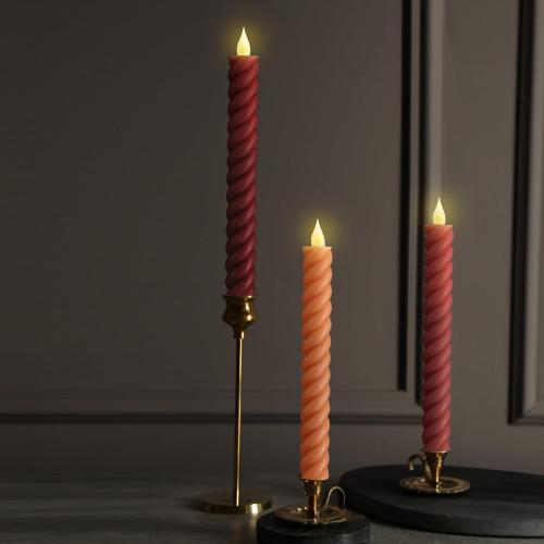 Baquler 6 Pcs Fall Flameless Taper Candles, 9.65 Inch Led, Mixcolor
