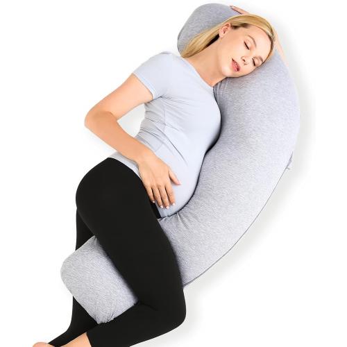 Momcozy J Shaped Pregnancy Pillow, Maternity Body Pillow for Side Sleepers