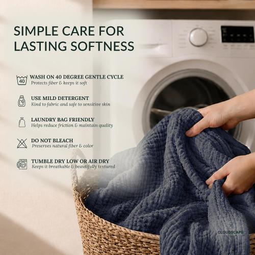 CLOUDSCAPE 8 Layer Muslin Blankets for Adults,Cotton,  olive green
