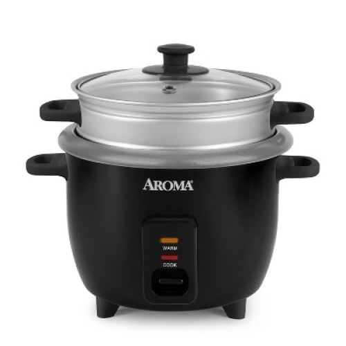 Aroma 6 Cup Rice Cooker with Outer Steam Tray Black ❗MAY HAVE MISSING PIECES/NEEDS CLEANING❗