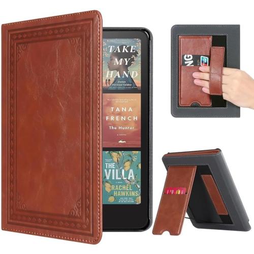 CoBak Case with Stand for Kindle Paperwhite 12th Gen 2024 Released (7) & Kindle Colorsoft Signature Edition - Durable PU Leather Cover with Auto Sleep Wake, Card Slot, Hand Strap Feature, Vintage