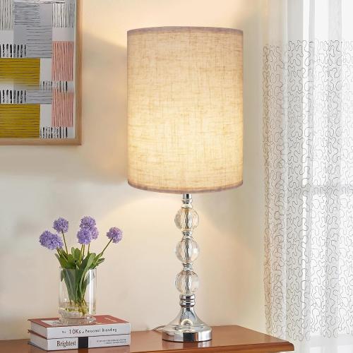 Tall Drum Lamp Shade for Table Lamps, Floor Lamp, Cloth Lampshade 10 Top X 10 Bottom X 13 High, Beige Large Line Fabric, Easy Assembly