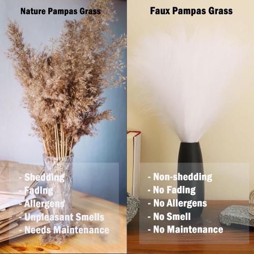 LWINGFLYER Peacock Teal Blue Faux Pampas Grass Decor 18-Inch Short 6 Stems Dried Flowers for Small Vase Boho Home Decor Wedding Bouquet Party Decoration Flower Arrangement Balloon Garland