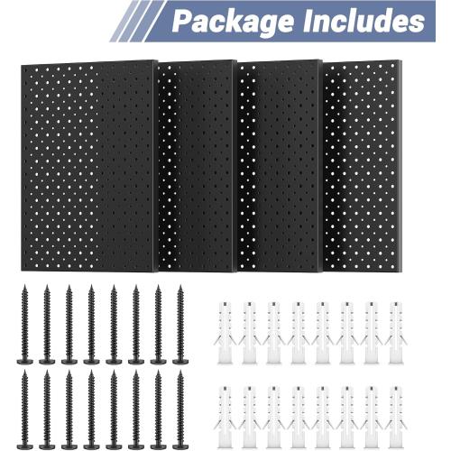 WALMANN 4-Pack 12x16 Metal Pegboard Panels, Tool Organizer Pegboard