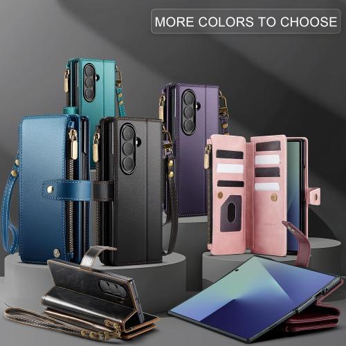 Vinich for Samsung Galaxy Z Fold 7 Wallet Case with Card Holder, Bluegreen