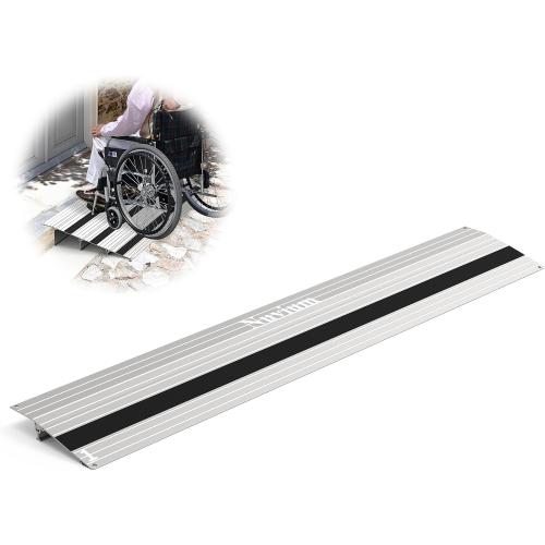 1 Rise Threshold Ramp, Aluminum Door Entry Ramp for Wheelchairs, 800lbs Load Capacity, Adjustable Temporary or Permanent Ramps for Scooters, Walkers, Canes, Crutches…