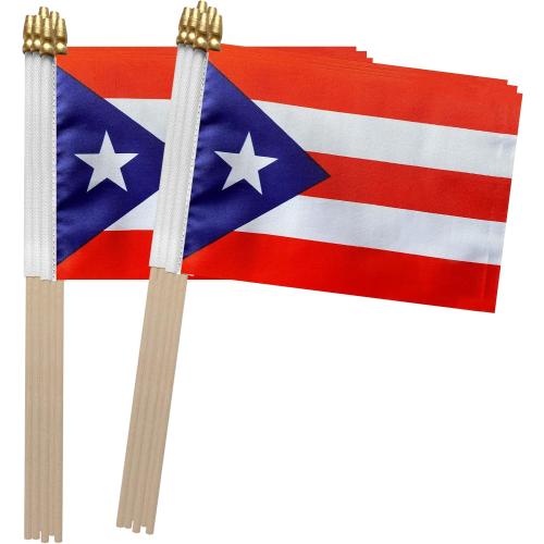 TSMD Puerto Rico Stick Flag Puerto Rican Small Mini Hand Held Flags,5x8 Inch,12 Pack