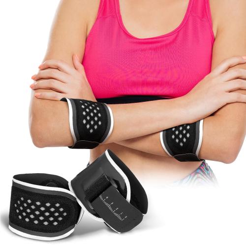 Soulchen 2 Pack Large Black Tennis Golfer Elbow Brace Breathable Adjustable Elbow Strap for Tendonitis Pain Relief with Compression Pad Support for Sports Men and Women