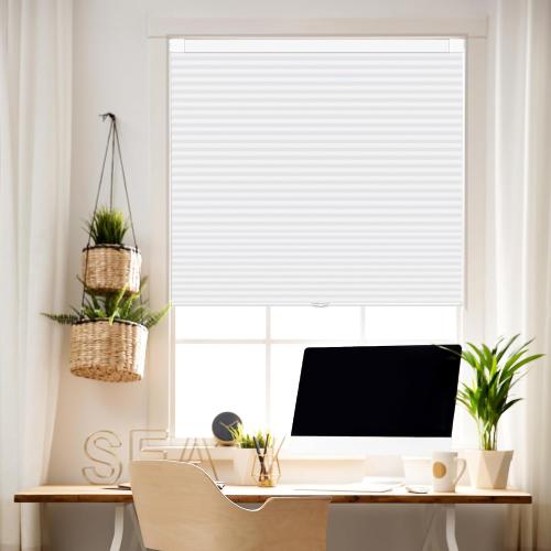 Cordless Cellular Shades, No Drill No Tools Light Filtering Honeycomb Shades, Pleated Blinds for Windows, Easy to Install, White 32 W x 48 ‼️used‼️