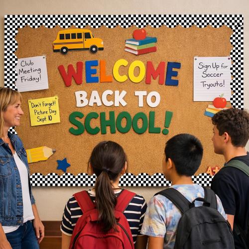 Frienda 65 Ft Checkered Bulletin Board Borders, Black White Classroom Trim