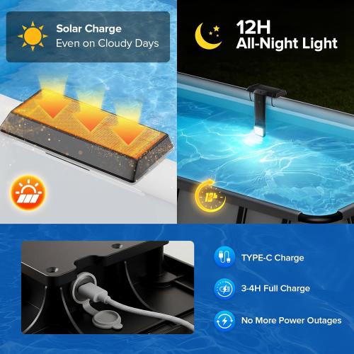 Solar & USB Rechargeable LED Solar Pool Lights for Inground & Above Ground