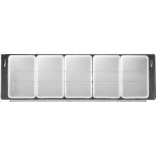 5 Compartment Condiment Serving Container, Fruit, Veggie & Condiment Caddy with Lid, Plastic Dispenser Tray Garnish Station for Bartending & Serving Taco, Ice Cream, Salad Bar, Black   White