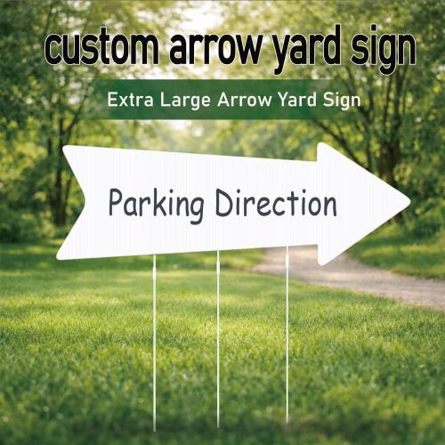 ‌Jumbo 6-Pack Blank Arrow Yard Signs with Stakes - 33x12 Oversized Wedding Directional Signs, Birthday Party Decorations, This Way Arrow Signs for Outdoor Events, Reusable Yard Markers