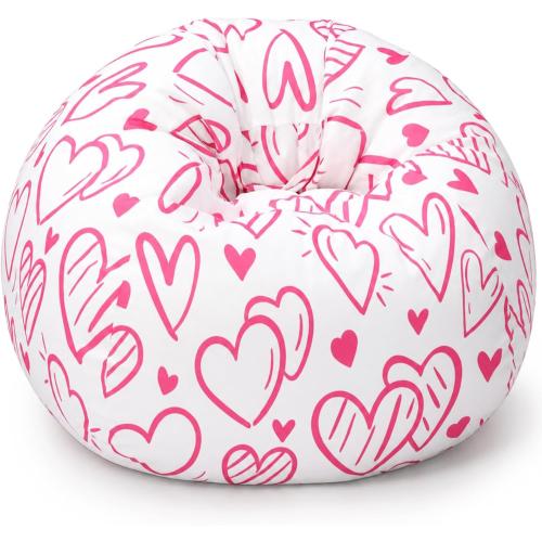 Novabright Stuffed Heart Storage Bean Bag Chair Cover for Teens (No Filler) 2.3 Feet Plush Soft Bean Bag Cute Sofa Organizer with Double Stitched Zipper Washable Kids Room Decoration