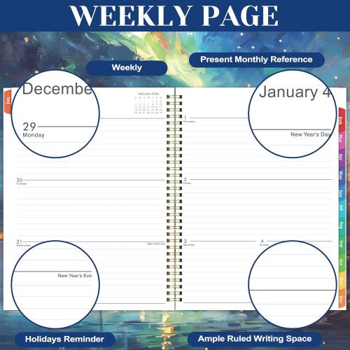 2026 Planner - 2026 Planner Weekly and Monthly from Jan. 2026 - Dec. 2026, Calendar 2026 Planners with Monthly Tabs and Inner Pocket, 8.5 x 11