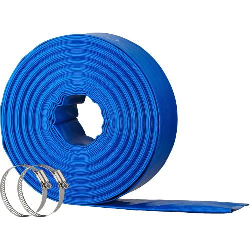 2x100FT Pool Backwash Hose, Lay Flat, Drain & Sump, 2 Clamps