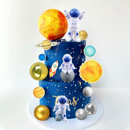 40PCS Space Cake Toppers Astronaut Planet Rocket Birthday Decorations