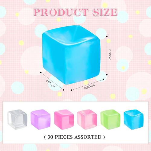 Poen 30 Pcs Mini Ice Cube Balls 0.98 Inch Fidget Toys