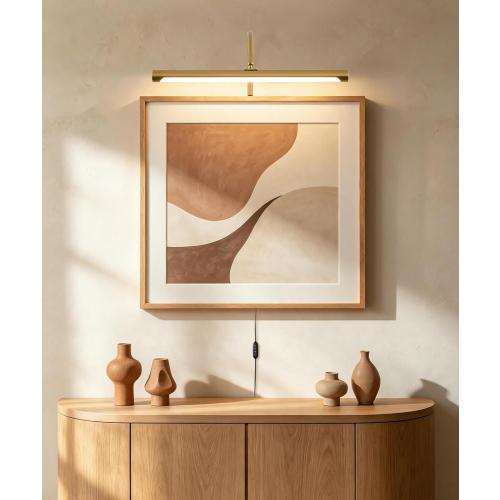 ZitoStory Plug in Picture Light for Wall, Modern Dimmable Picture Frame Lights with Remote LED Wall Art Lights for Paintings Gallery Dartboard (Gold, 16 inch)