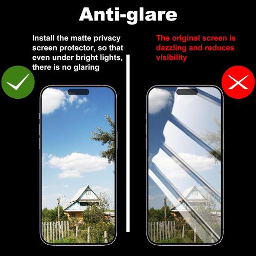2‑Pack Matte 25° Privacy Screen Protector for iPhone 17 Pro Max