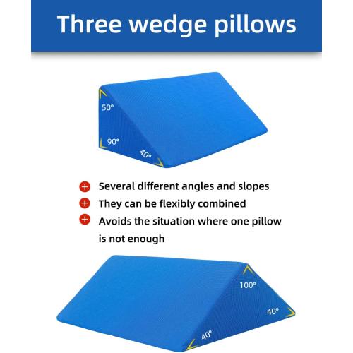Fanwer Positioning Wedge Pillow for Side Sleeping (3 in 1), 40 Degree Triangle Bed Wedges & Body Positioners for Back Pain, Preventing Bedsores, After Surgery, Knees Elevated, Pregnancy