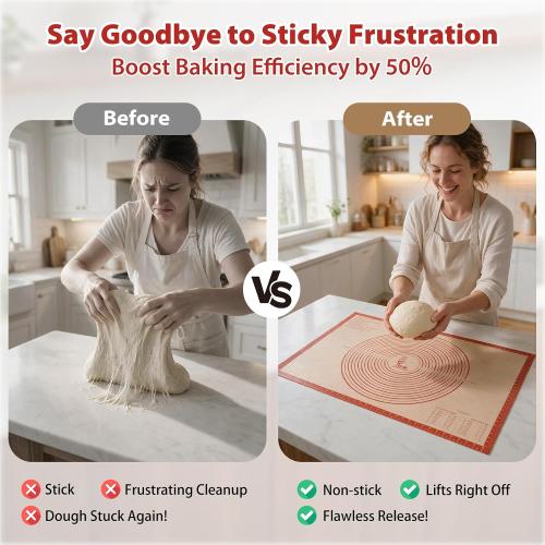 Non-slip Silicone Pastry Mat Extra Large Measurements 36''x 24'' Baking Mat