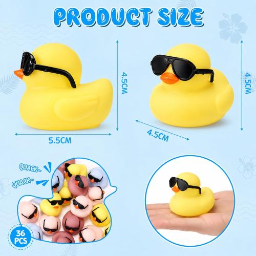 Sosation 36 Pcs Macaron Mini Rubber Ducks with Sunglass in Bulk 2.2, Solid