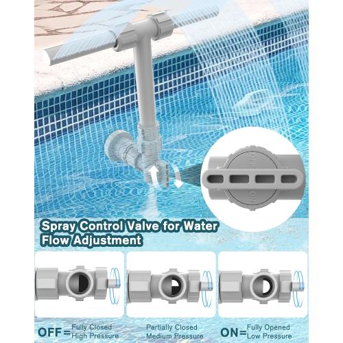 2026 Dual Spray Pool Fountain, 2-in-1 Retractable Height 360° Adjustable Waterfall Sprinkler Fountain, High-Pressure Pool Spray Fountain for Swimming Pool Spa Cooling, Grey