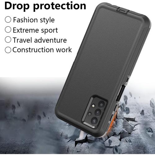 for Galaxy A32 5G case, Heavy Duty case [Not Fit 4G],[ with Clip],[Shockproof] [Dropproof] [Dust-Proof] (Black)
