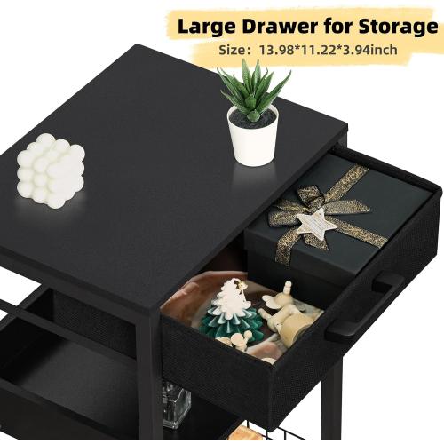 Lerliuo Printer Stand with Storage, 3-Tier Printer Table,Black