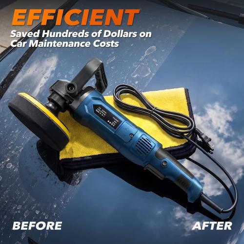 Buffer Polisher, 6 Inch/7 Inch 1600W Rotary Car Buffer Polisher Waxer, 7 Variable Speed 1000-3500 RPM, Detachable Handle for Waxing, Polishing & Scratch Removal