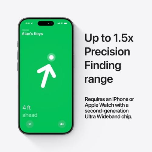 Apple AirTag (2nd Generation) – 1 Pack Item Tracker for Keys, Wallet & More, Precision Finding up to 1.5× Range, One-Tap iPhone/iPad Setup