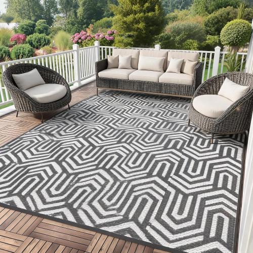 Garvee Outdoor Rug Large Waterproof Reversible Patio Rug