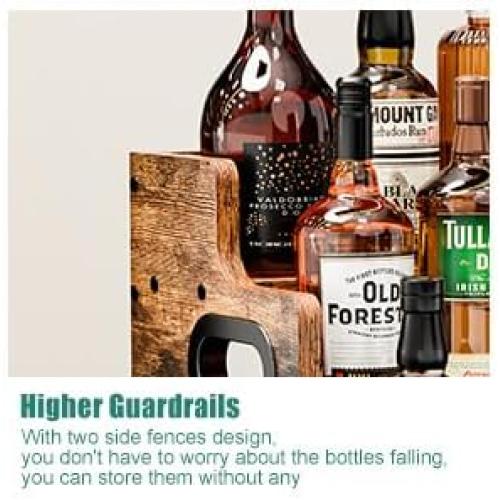 KLM Liquor Bottle Display Shelf, Coffee Syrup Rack Organizer, 3 Step Countertop Liquor Wine Rack, mini bar,liquor cabinet, Home Retro Bar Shelf Stand for Liquor Whiskey, Spirits
