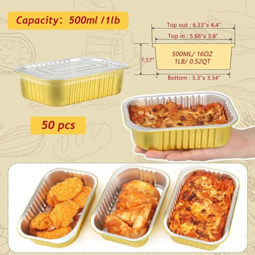 LNYZQUS 1LB Small Aluminum Foil Pans with PP Lids, for Freezer to Oven