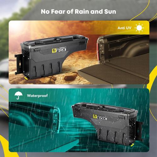 YHTAUTO Truck Bed Storage Tool Box Lockable Compatible with 2007-2018 Chevrolet Silverado & GMC Sierra 1500 2500 3500 Passenger Side, Swing Waterproof Wheel Well Toolbox
