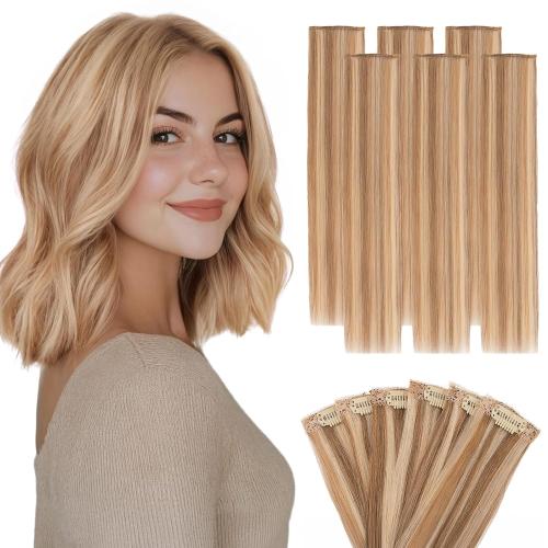 Hairro 6PCS 6 Clips In Short Hair Extensions Remy Real Human Hair Clip Ins Mini Clip On Hairpin Hairpieces For Women 31g 10 Inch #6P613R