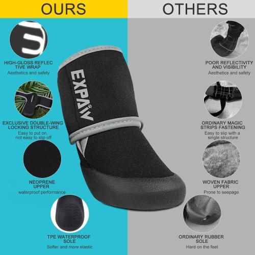 EXPAWLORER Waterproof Dog Shoes for Small Medium Large Dogs, Dog Shoes for Hot Pavement, Hiking Walking, Reflective Dog Booties for Outdoor Snow Rain Days, Anti-Slip Dog Boots & Paw Protectors