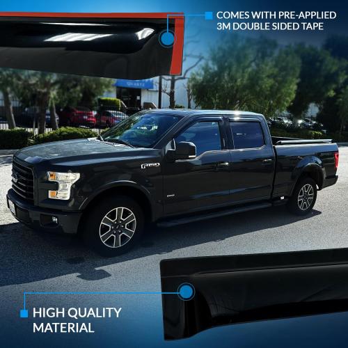 WD2-733i Dark Smoke 4 Pcs Set Window Visor (in-Channel) Deflector Rain Guard Compatible with 2013-2016 Nissan Pathfinder