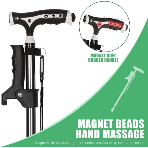 Hold 440 Lbs Walking Cane for Men & Women Aluminum Alloy Lightweight Height Adjustable Walking Stick Heavy Duty Foldbale Free Standing Cane with LED for Seniors Adults