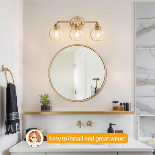Bathroom Light Fixtures Gold Vanity Light 3 Light Brushed Brass