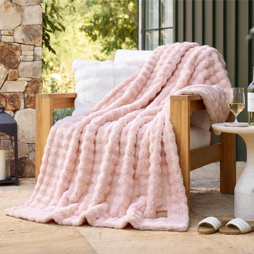 Bedsure Cloud Bubble Throw Blanket, Pink Christmas Decor Gifts, 50×60