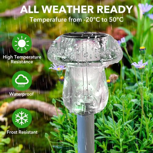Benany Solar Lights Outdoor, 16 Pack Mushroom Lights Outside Waterproof, Solar Powered LED Lighting for Garden, Yard, Landscape, Path, Pathway, Lawn, Walkway, Driveway, Backyard Decor (Warm White)