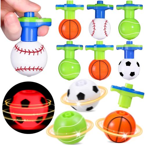 SCIONE 12Pcs LED Light Up Spinning Tops for Kids, Glow in The Dark Party Supplies, Easter Basket Stuffers, Birthday Party Favor Bulk Toys, Treasure Box Toys for Classroom Prize