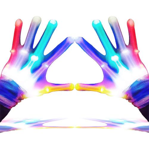 LED Gloves for Kids, Teens & Adults - Finger Light Gloves with 5 Colors/6 Modes - Perfect for 9-12 Year Old Boys & Girls - Ideal for Halloween & Christmas Parties