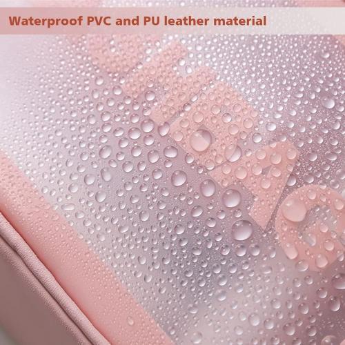 DAPOWER Travel Toiletry Bag for Women, Matte Translucent Toiletry Bag with Handy Handle, Makeup Cosmetic Organizer Bag for Travel Toiletries Accessories (Pink-XL)