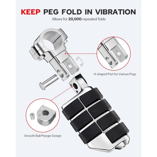 Benlari Highway Pegs, Motorcycle Foot Pegs Stainless Steel 1in 1-1/4in 25mm 32mm Fit for Harley Davidson for Honda for Suzuki for Kawasaki Engine Guards Crash Bars Style 3 (Chrome)