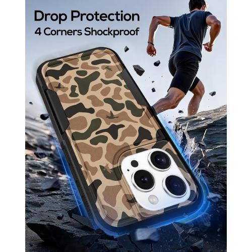 for iPhone 15 Pro Case Heavy Duty Protection, Camo